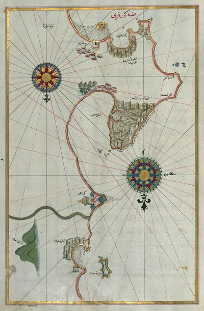 Map of the Eastern Mediterranean Coast with the City of Tyre by Piri Reis